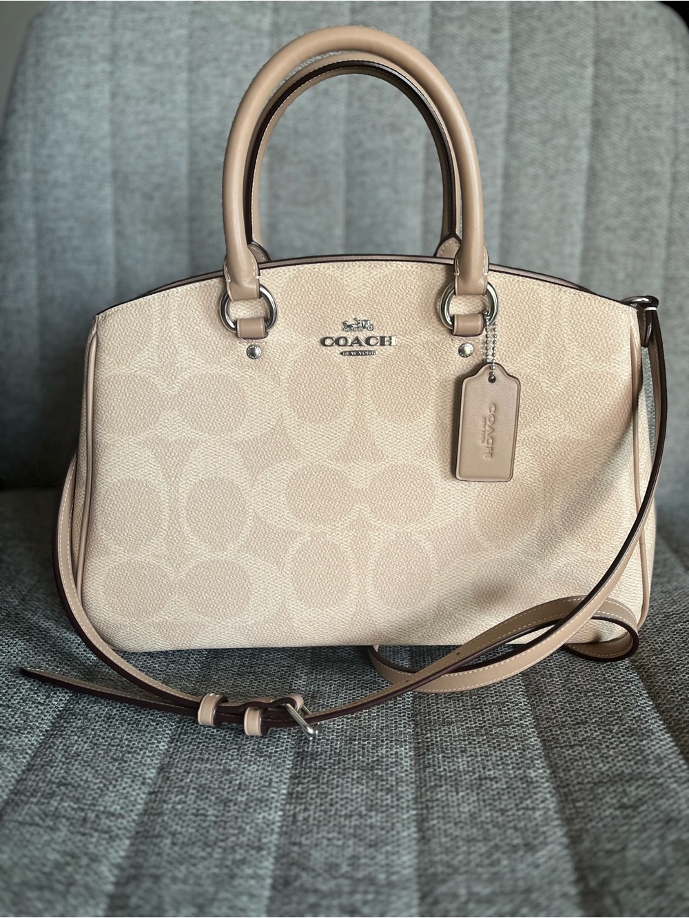 Coach Neutral Signature Satchel in Light Taupe